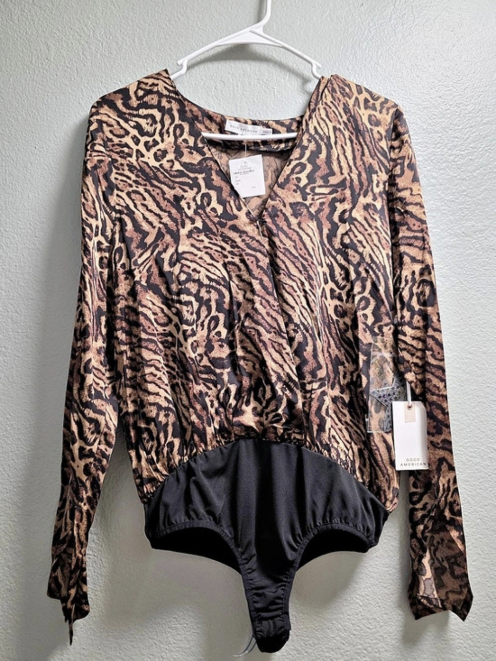 Good American Leopard Mesh Bodysuit Animal Print Size 2 / Medium
